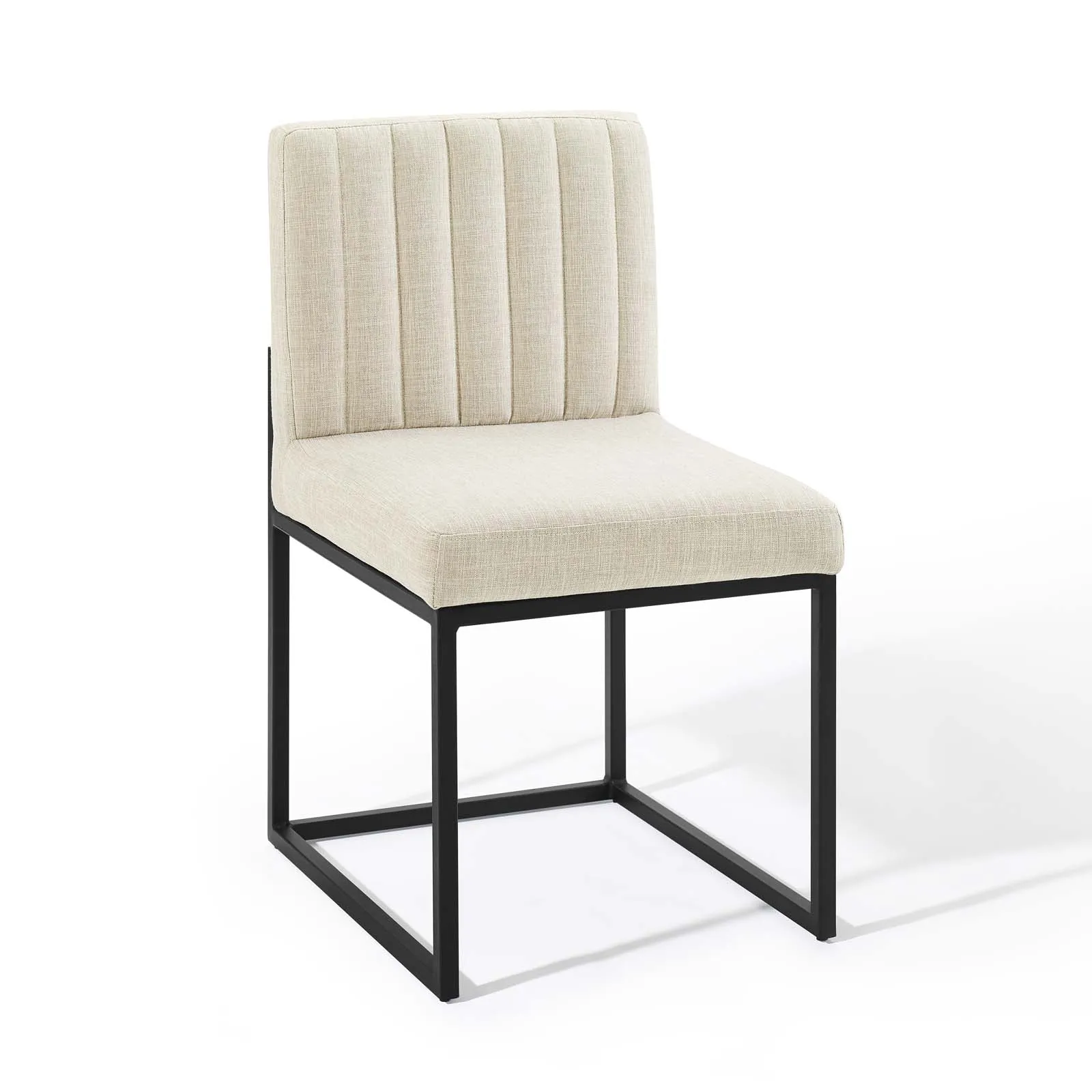 Carriage Channel Tufted Sled Base Upholstered Fabric Dining Chair by Modway