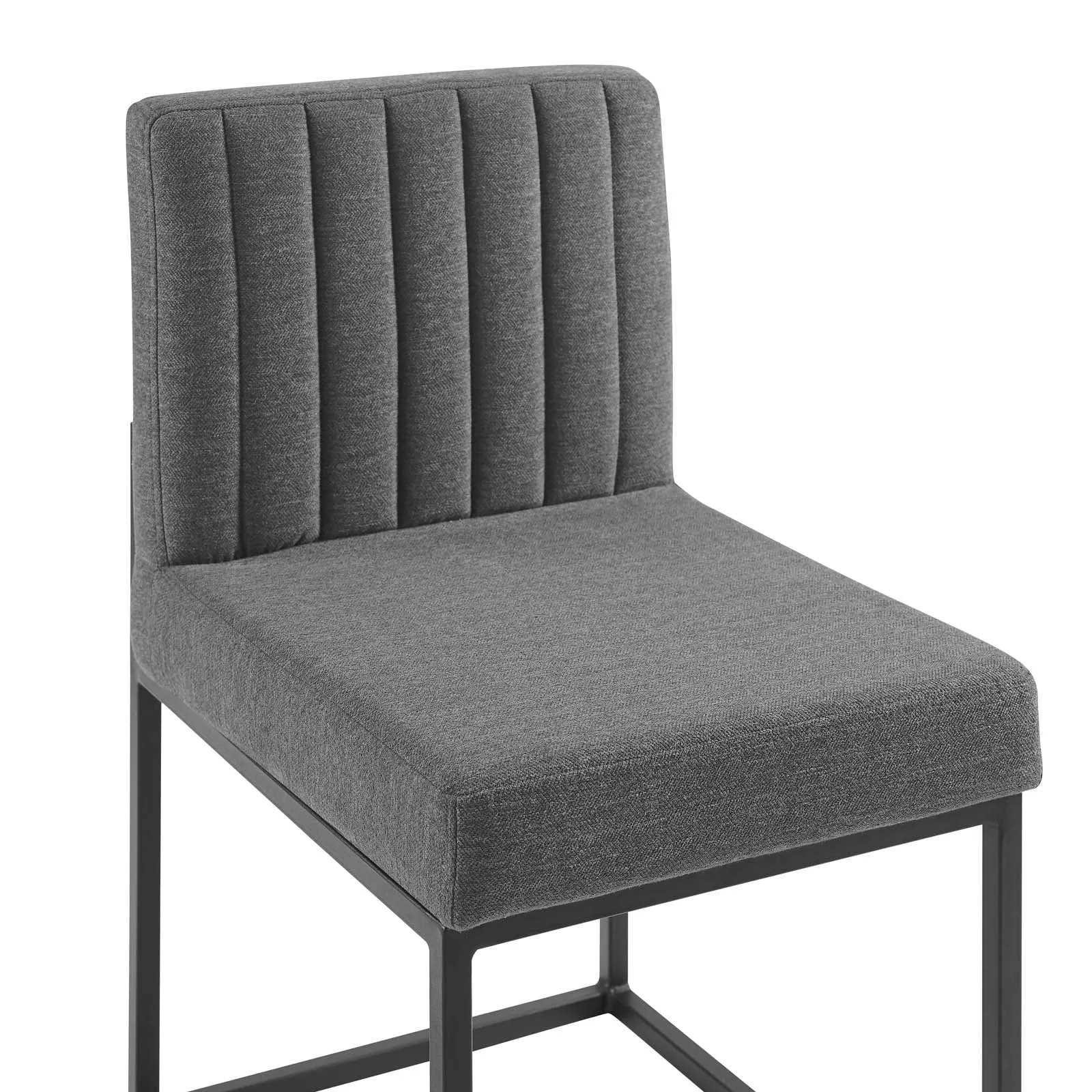 Carriage Channel Tufted Sled Base Upholstered Fabric Dining Chair by Modway