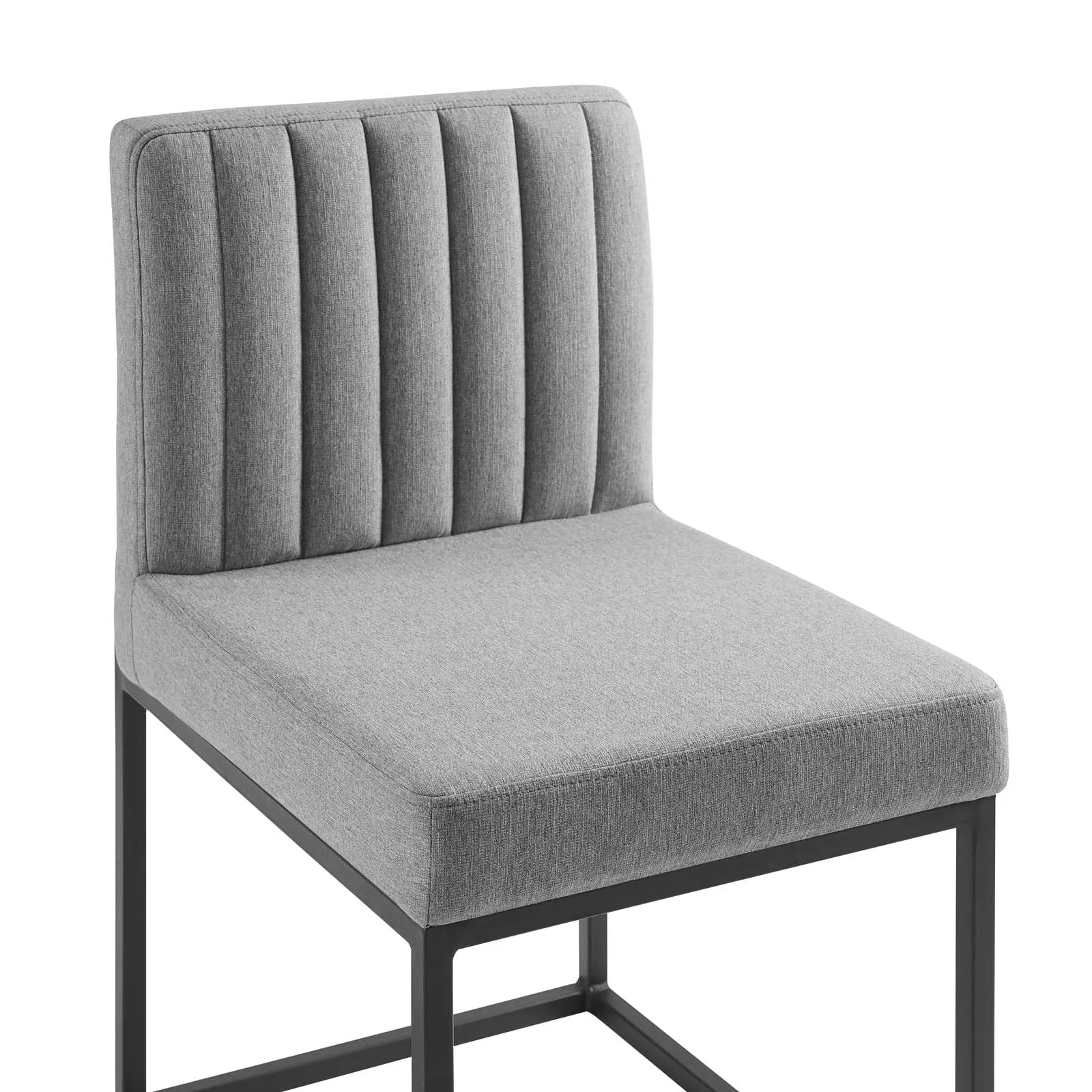 Carriage Channel Tufted Sled Base Upholstered Fabric Dining Chair by Modway