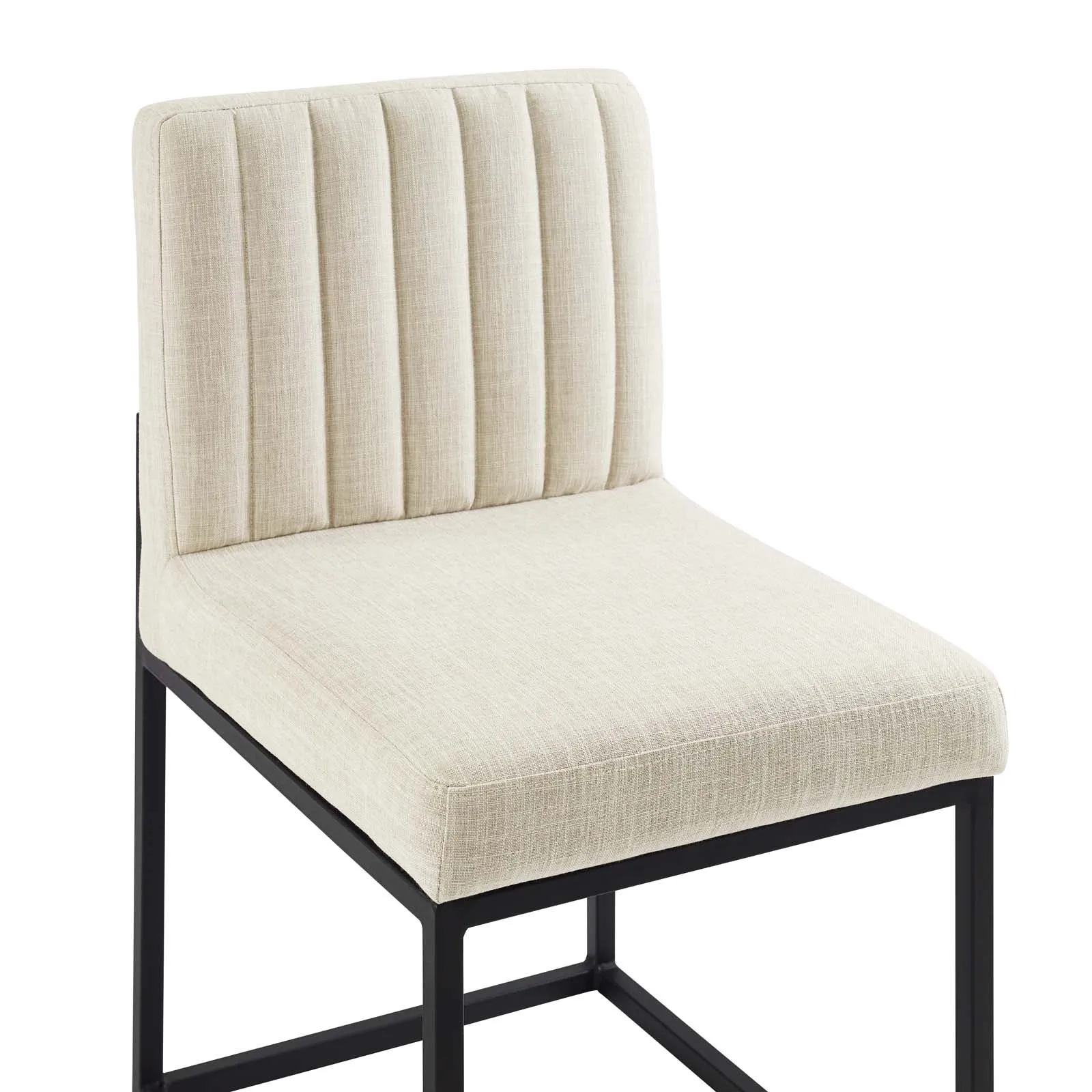 Carriage Channel Tufted Sled Base Upholstered Fabric Dining Chair by Modway