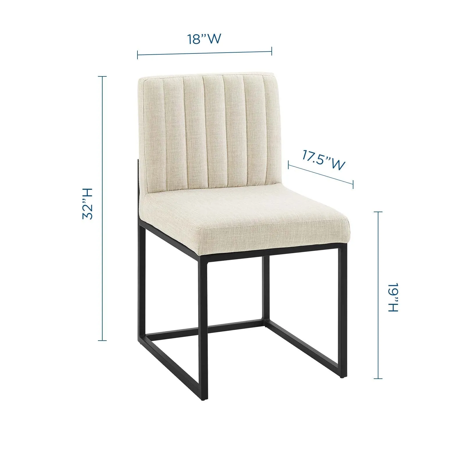 Carriage Channel Tufted Sled Base Upholstered Fabric Dining Chair by Modway