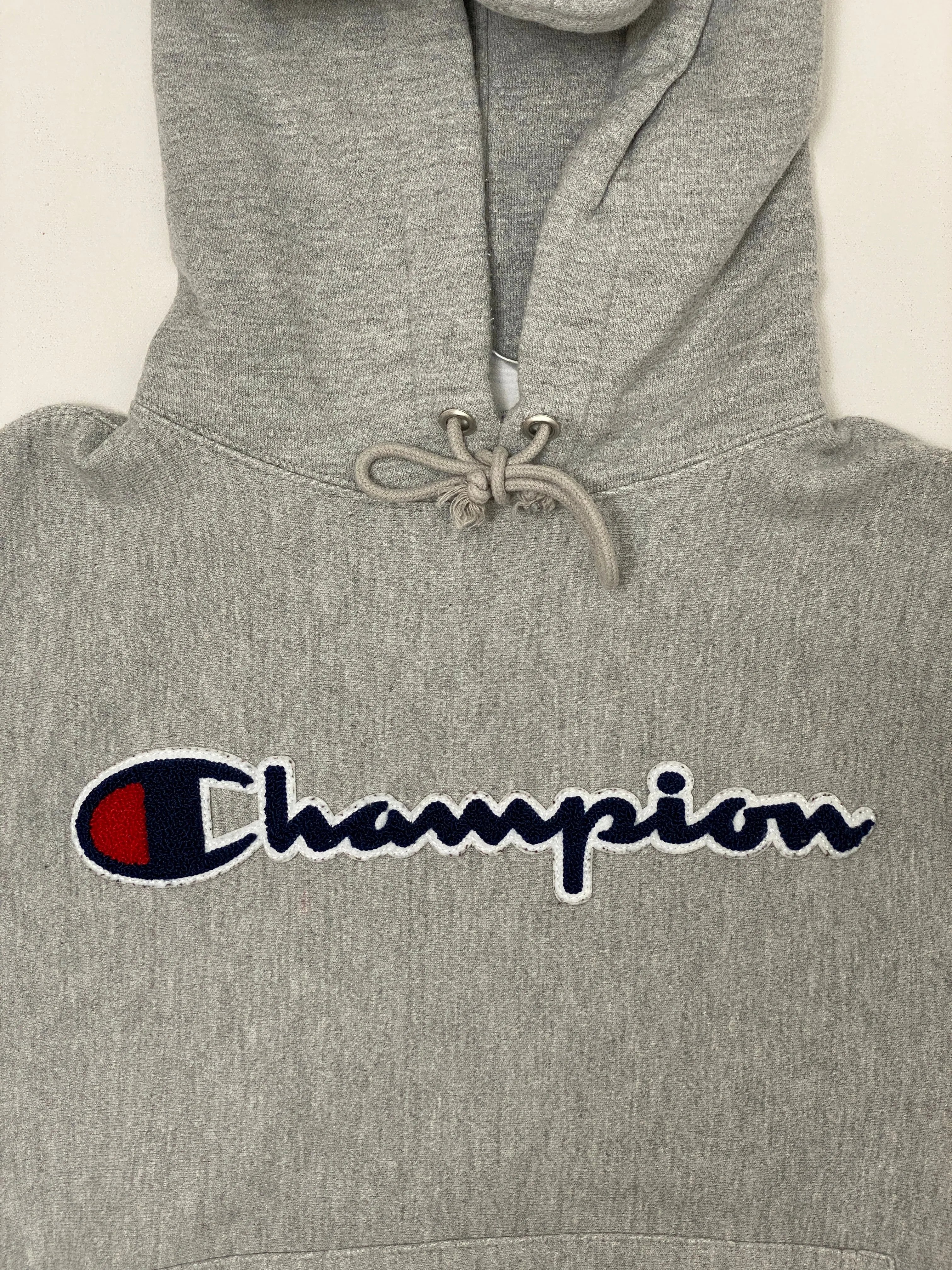 Champion Reverse Weave Script Patch Logo Hooded Sweatshirt Hoodie (Small)