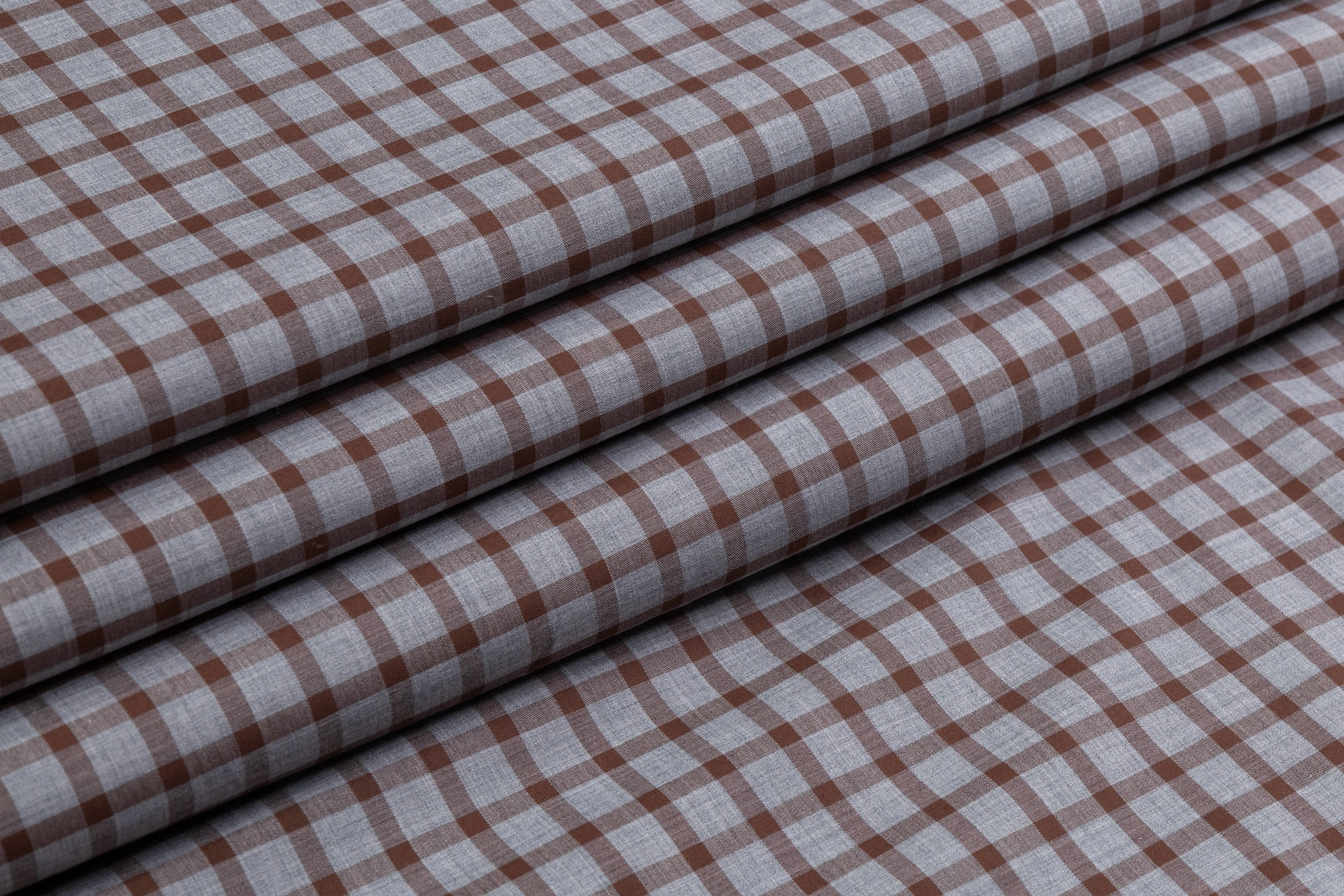 Checked Cotton Shirting - Gray / Brown