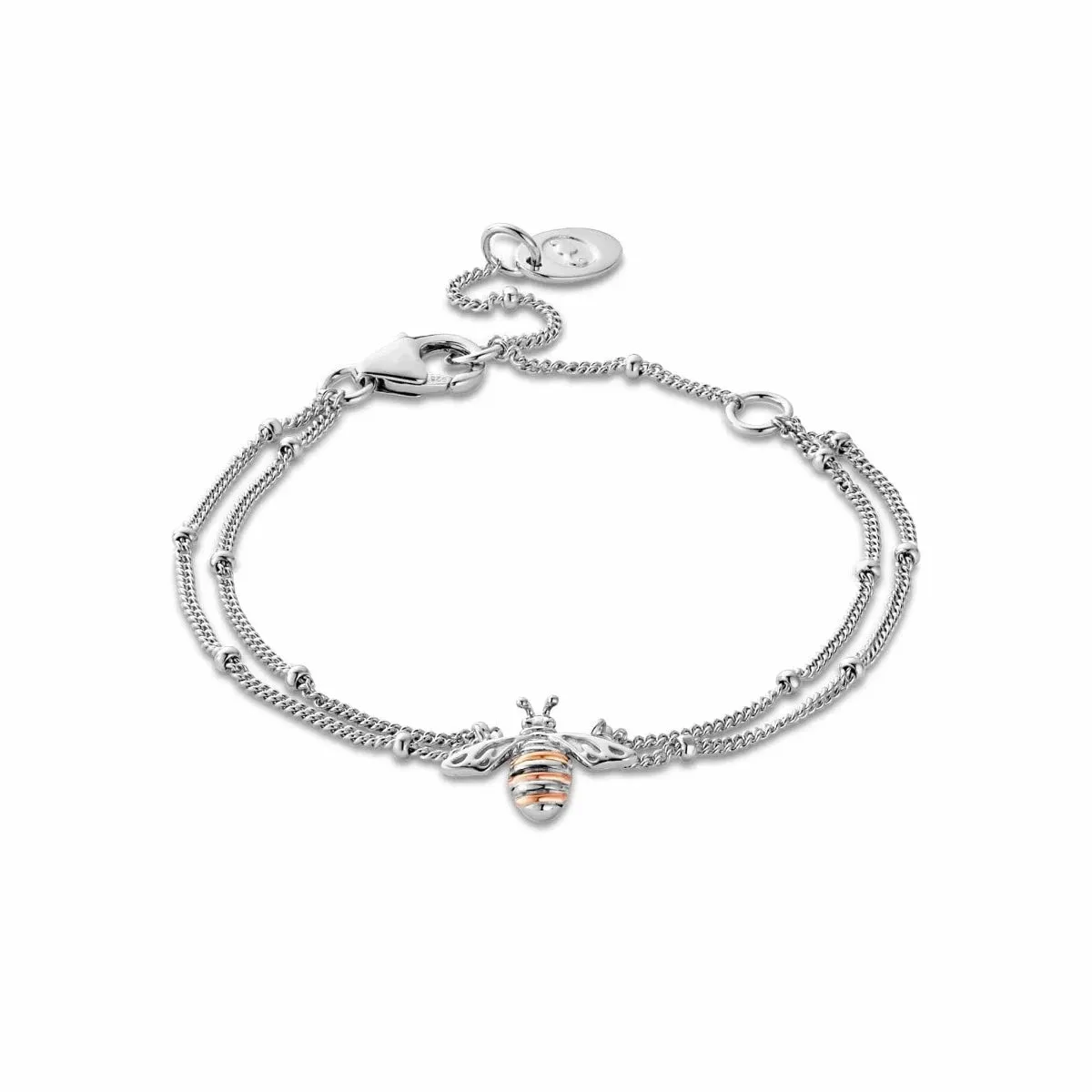 Clogau Sterling Silver Honey Bee Double Chain Bracelet