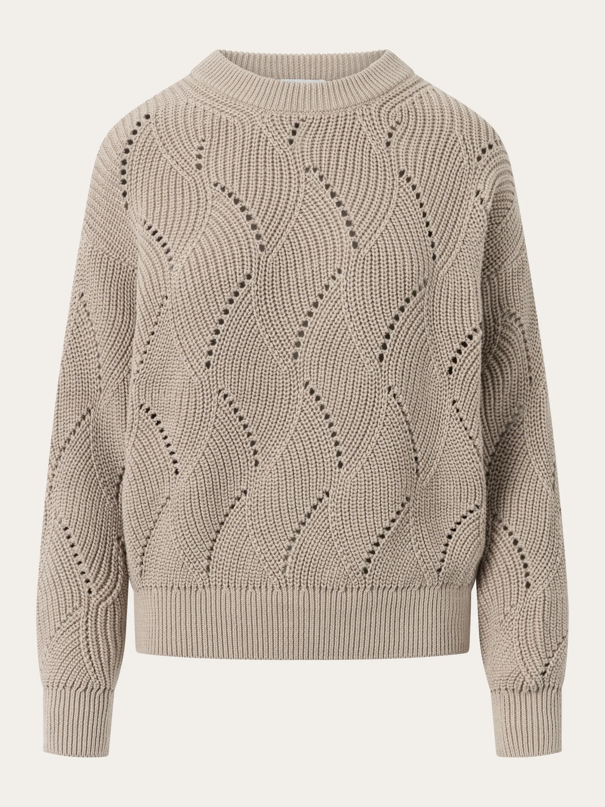 Cotton cable crew neck - Light feather gray