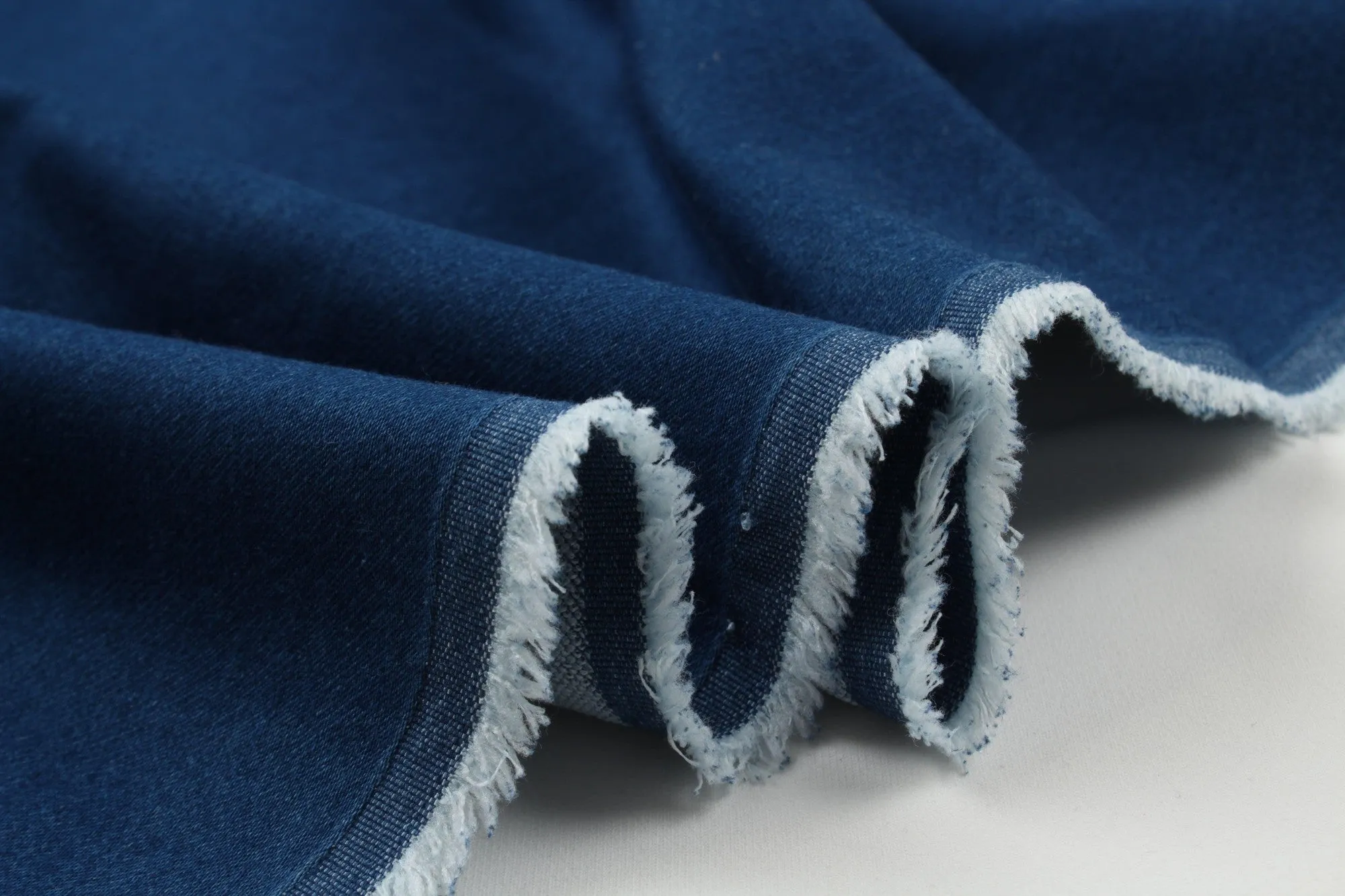 Cotton Denim Knit Fabric - Stretch - Blue (1 Meter Remnant)