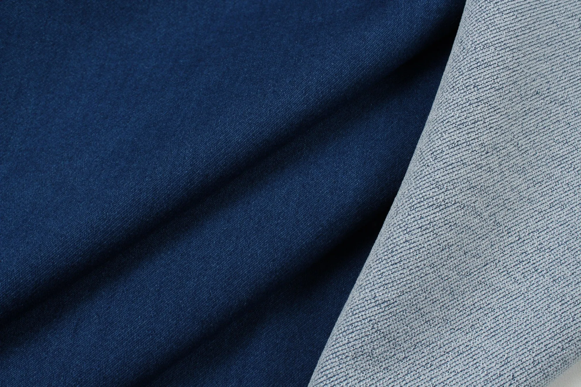 Cotton Denim Knit Fabric - Stretch - Blue (1 Meter Remnant)