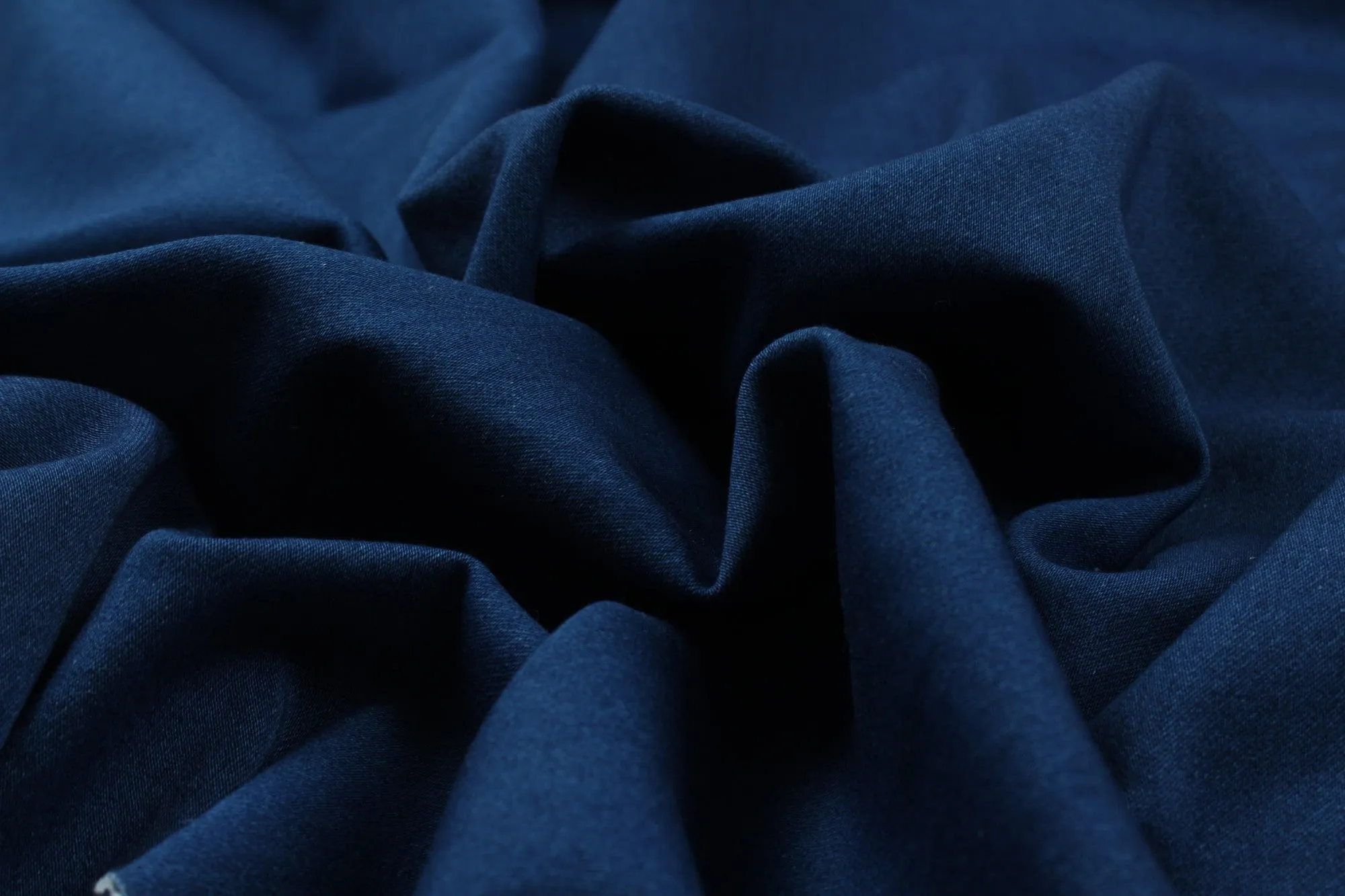 Cotton Denim Knit Fabric - Stretch - Blue (1 Meter Remnant)