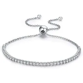 Crystallized Silver Adjustable Dainty Tennis Bracelet