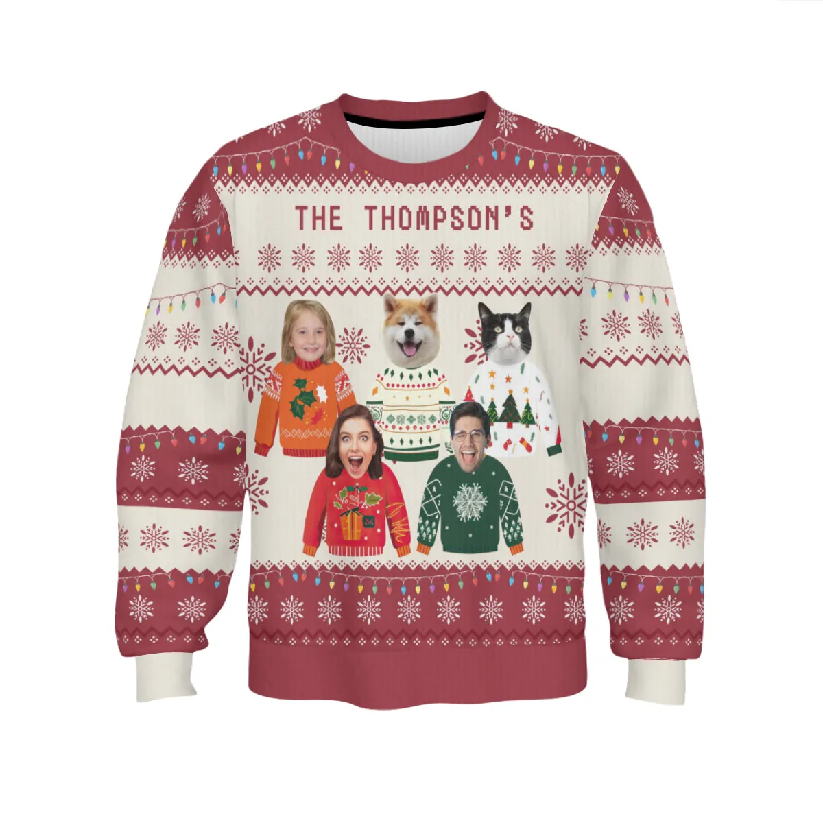 Custom 5 Photos Sweater for Family Christmas Ugly Sweater Xmas Party