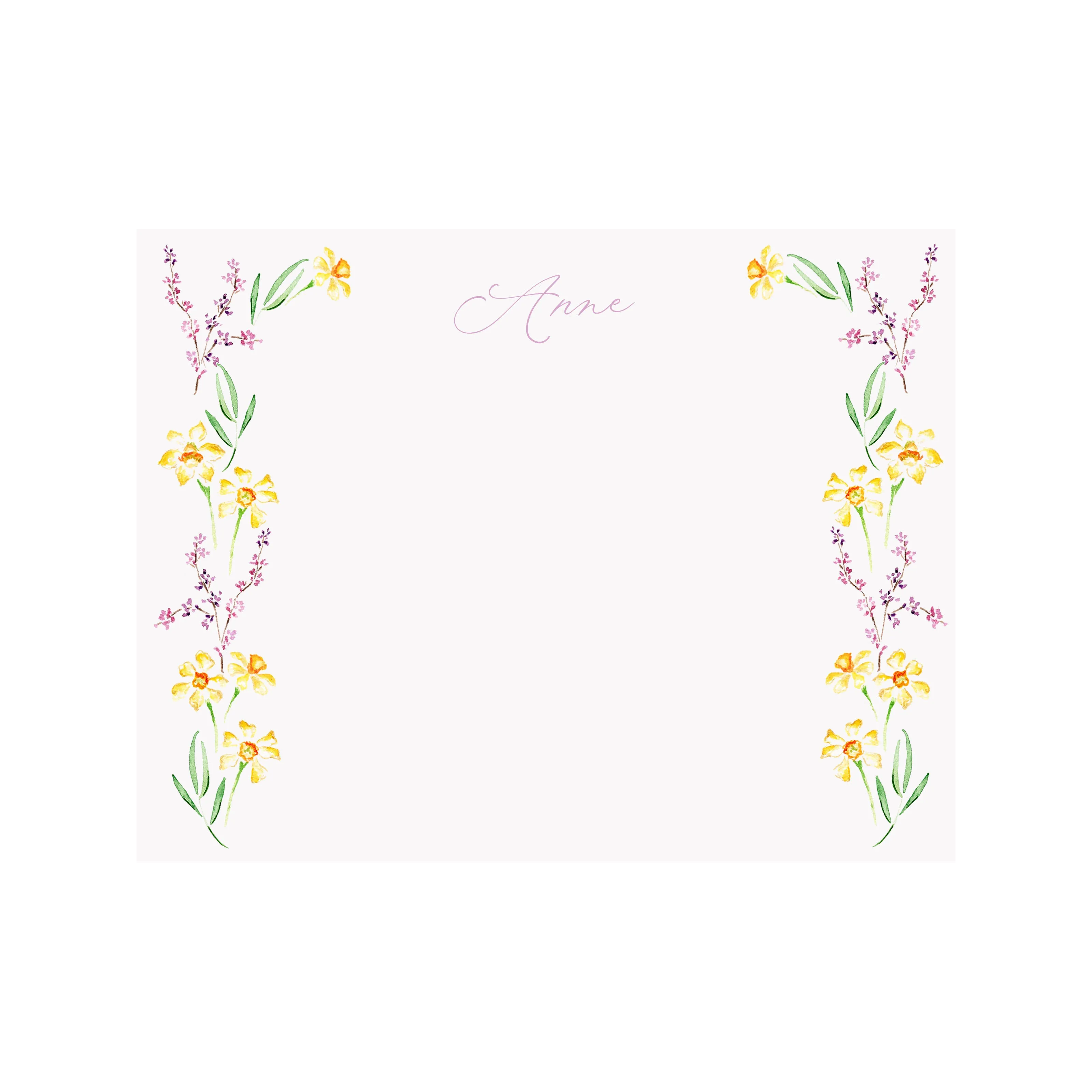 Daffodil Border Personalized Stationery