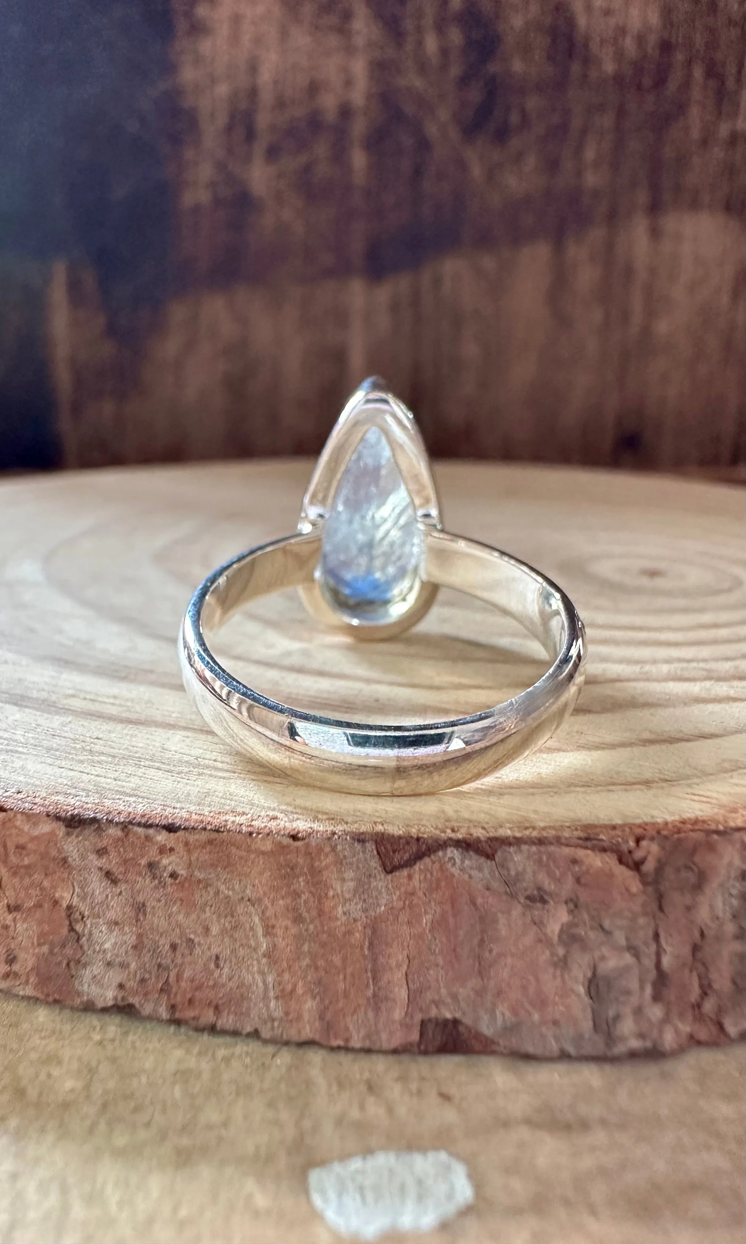 DAGGER TEARDROP MOONSTONE Sterling Silver Ring • Size 9