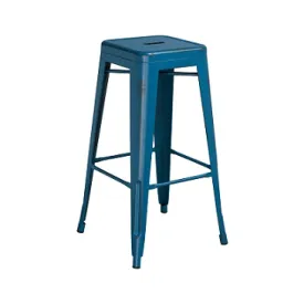 Dark Marlin Blue Weathered Tolix Bar Stool