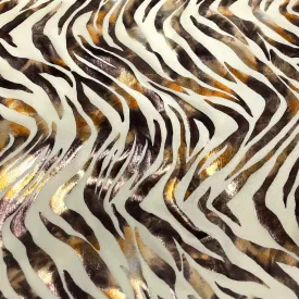 Desert Zebra Foil Printed Spandex Fabric | Blue Moon Fabrics