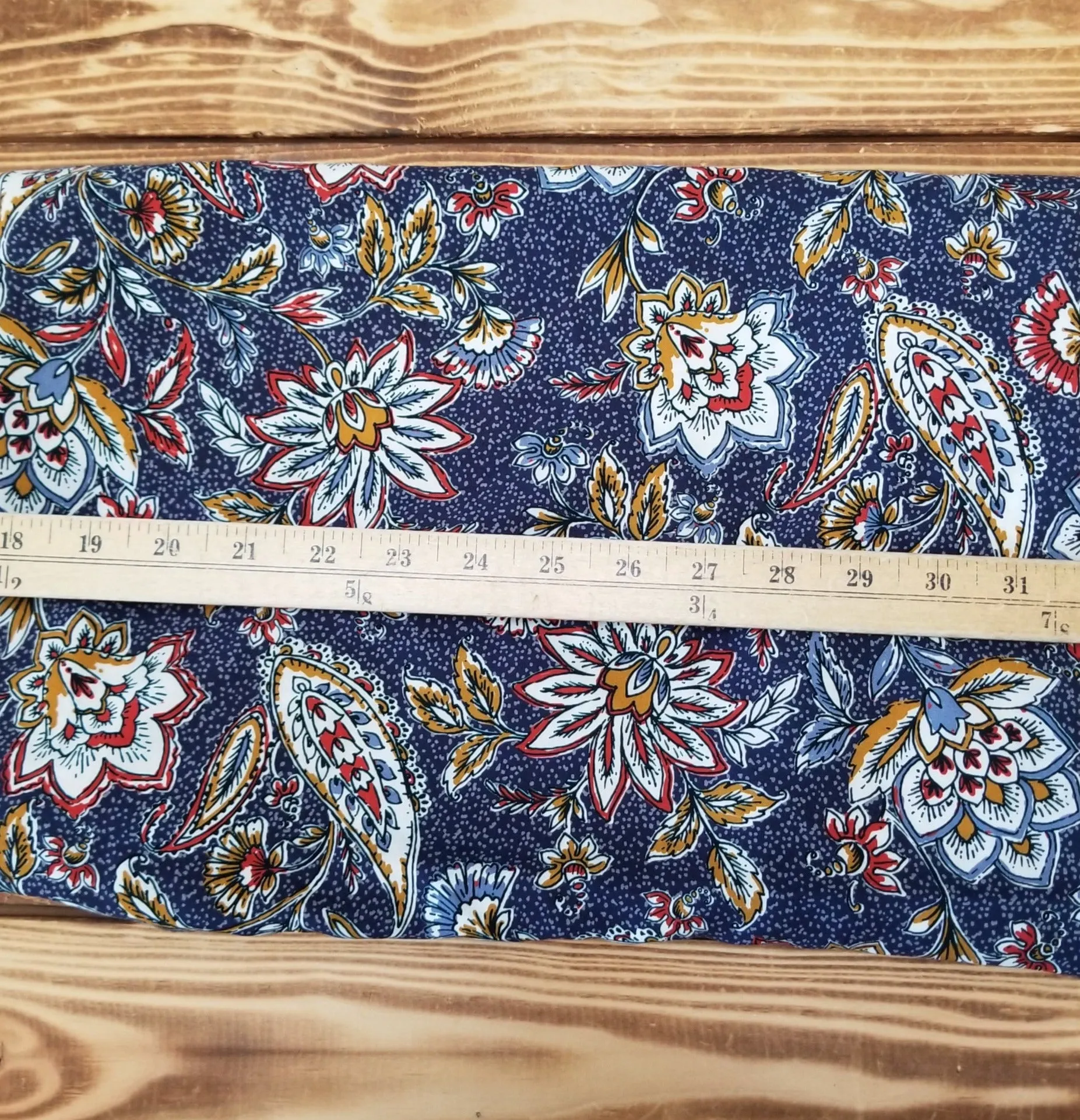 Designer Deadstock Italian Floral and Paisleys Navy Viscose Challis Woven- by the yard