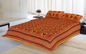 Designer Mart Kantha Work Embroidered Double Bed sheet with two pillow covers