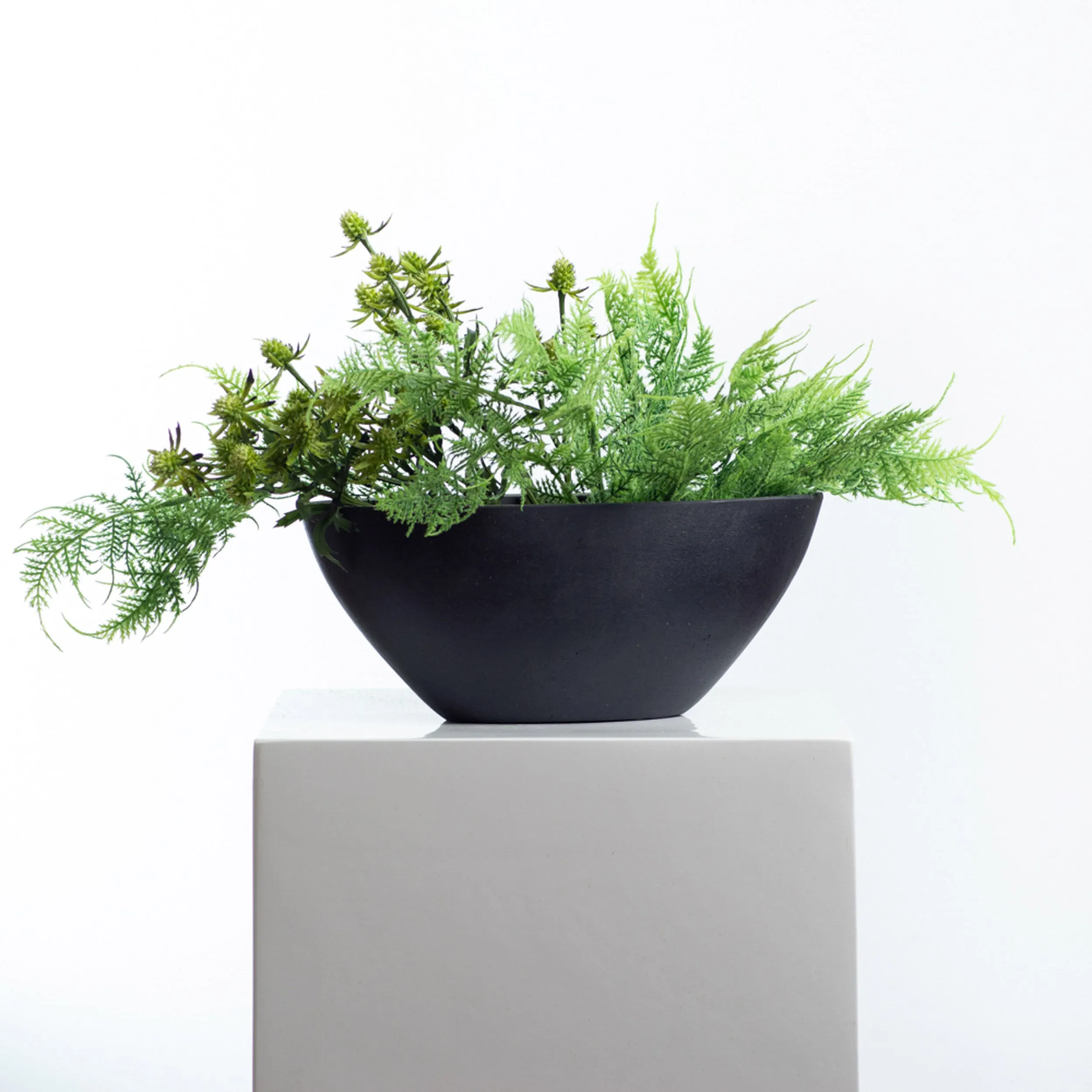 Dorant Pottery Pots Matte Black Modern Boat Planter Vessel