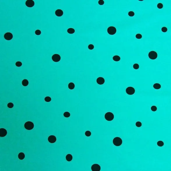 Dots on Teal Printed Spandex | Blue Moon Fabrics