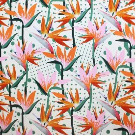 Dotted Birds of Paradise Printed Spandex | Blue Moon Fabrics