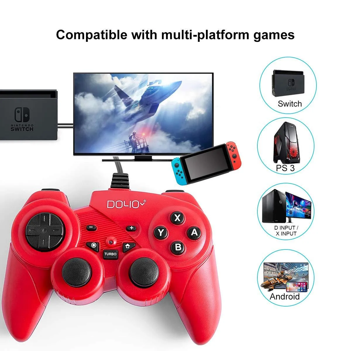 DOYO 2PCS USB gamepad Controller for Nintendo Switch,PC,PC,Android,TV Wired gamepad controller