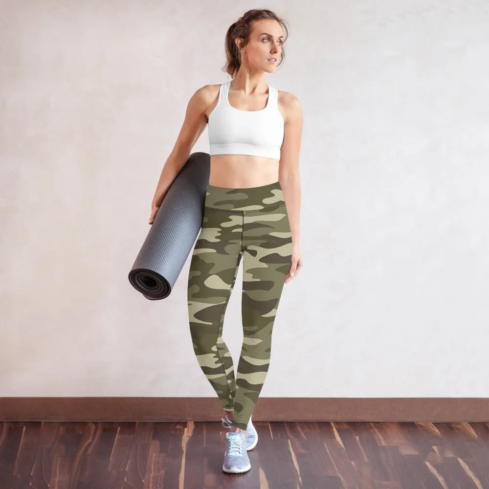 ELEVATED ESSENTIALS, BOOTY BOOSTING HIGH WAISTBAND LEGGING GREEN CAMO