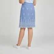 Embroidery and Cutwork Linen A-Line Skirt