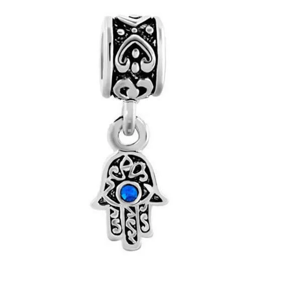 Evil Eye Hamsa Dangle Charm 925 Sterling Silver