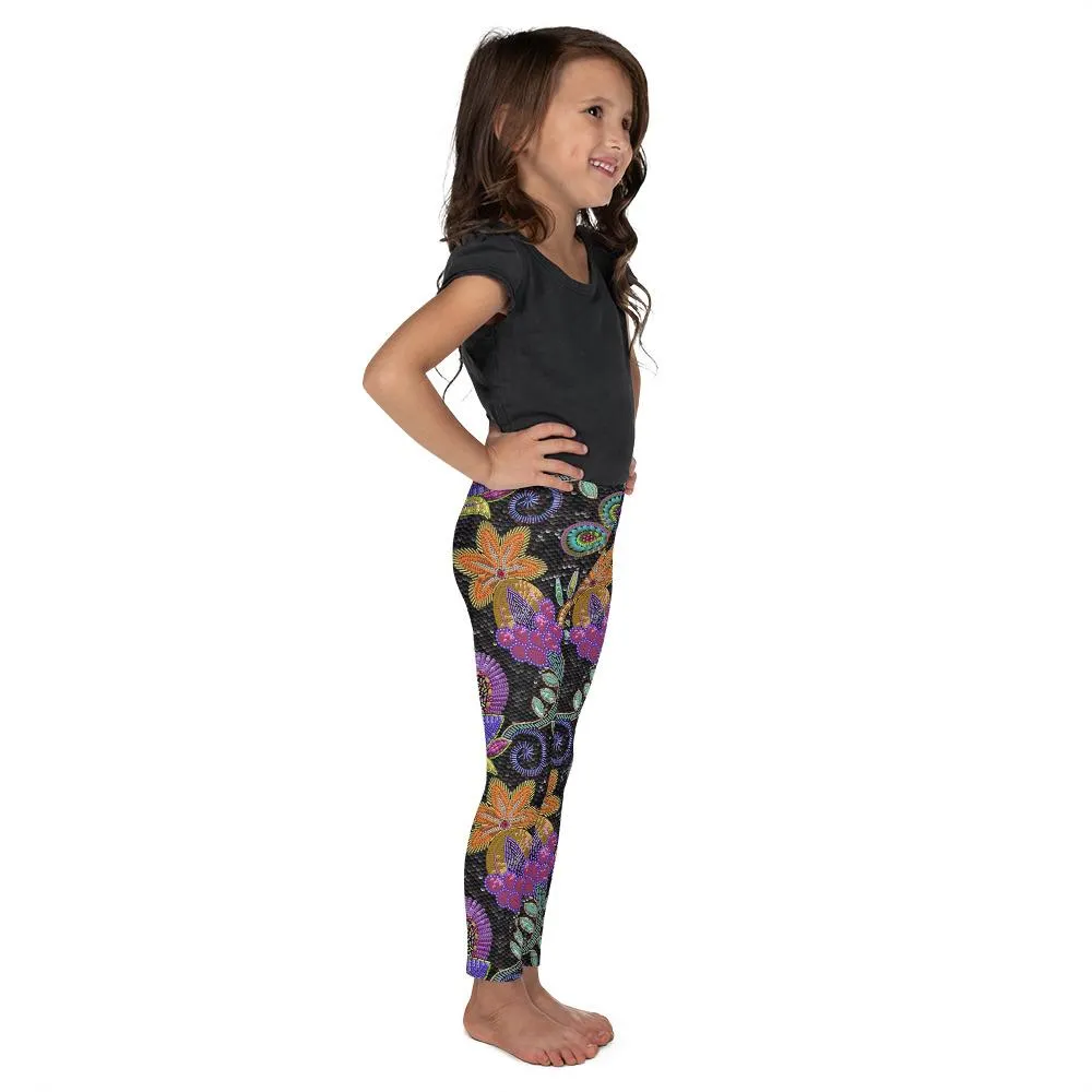 Faux Paillette Flower Kid's Leggings