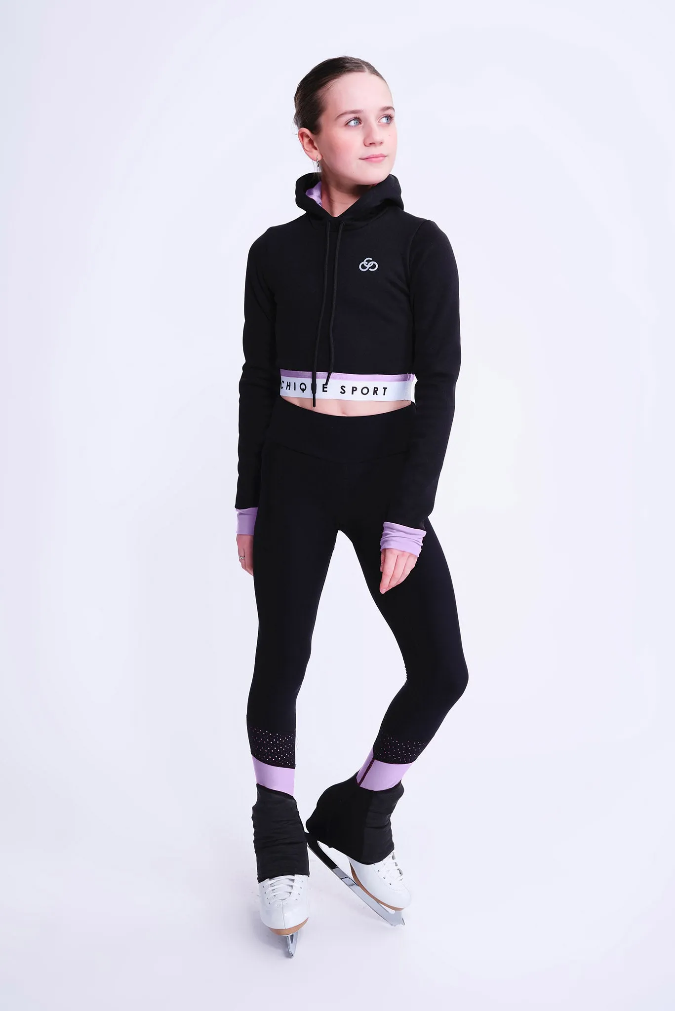 Fearless Crop Hoodie in Black and Amethyst