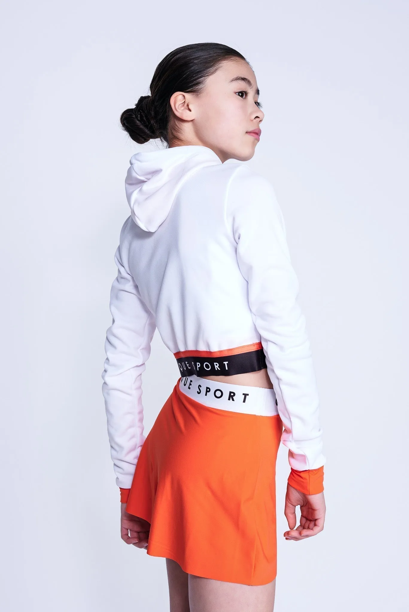 Fearless Crop Hoodie in White and Orange