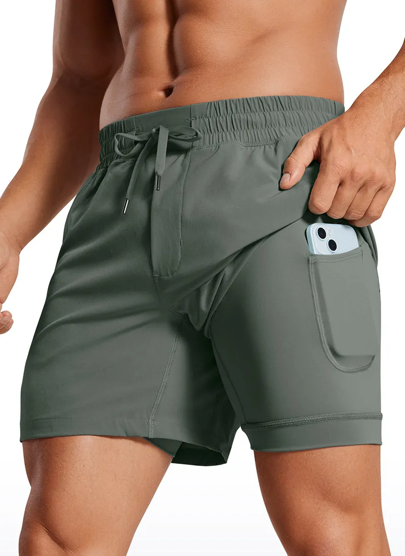 Feathery-Fit 2 in 1 Athletic Shorts 5''- with Pockets