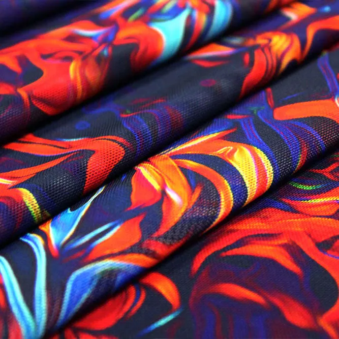 Flames Printed Power Mesh Fabric | Blue Moon Fabrics