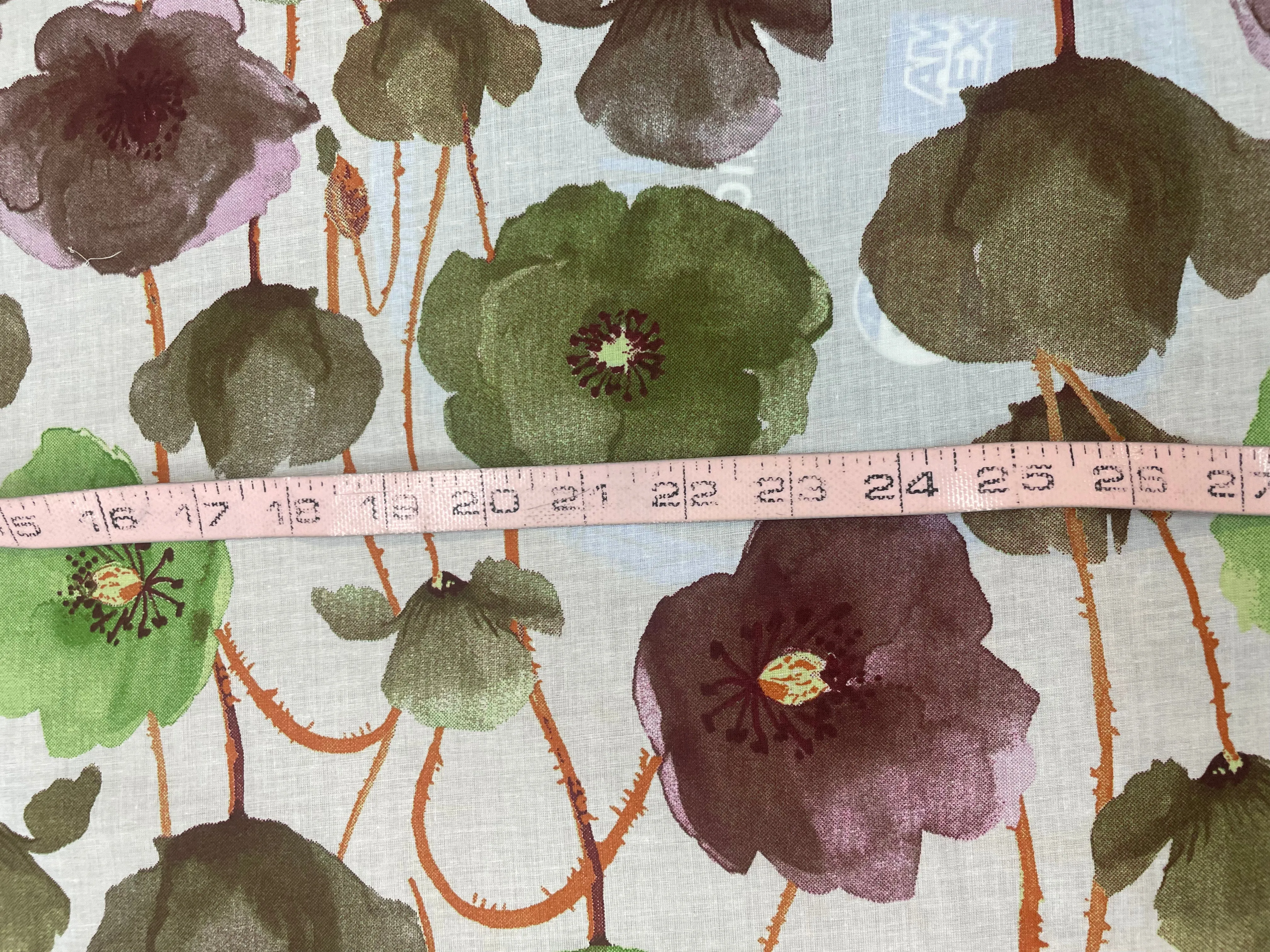 Floral Print Lightweight Cotton - Green / Purple / White