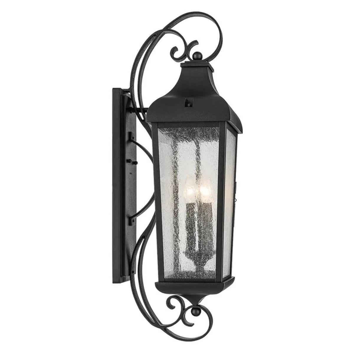 Forestdale 31 In 3-Lights Outdoor Wall Light With Clear Seeded Glass, Black