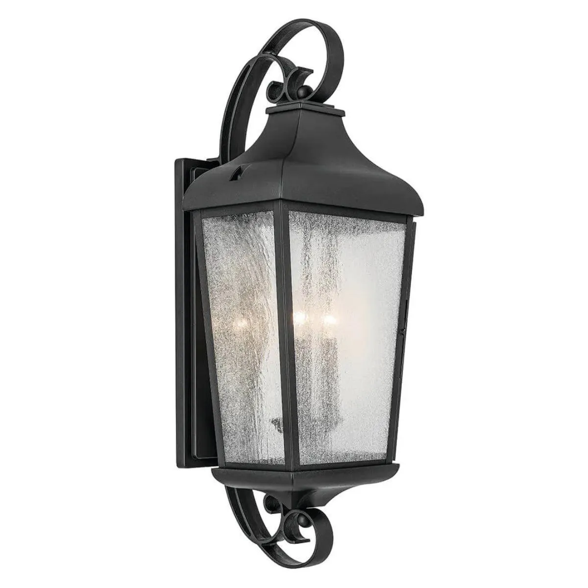 Forestdale 31 In 3-Lights Outdoor Wall Light With Clear Seeded Glass, Black