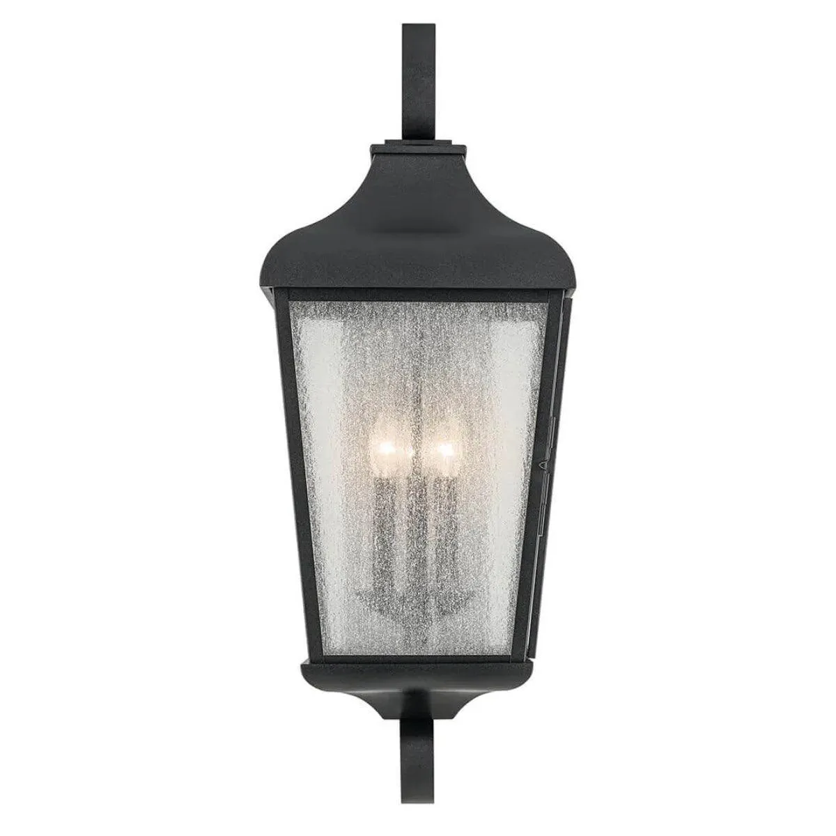 Forestdale 31 In 3-Lights Outdoor Wall Light With Clear Seeded Glass, Black