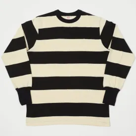 Freewheelers 2225015 Horizontal Striped LS Tee - Black/Dry Cream