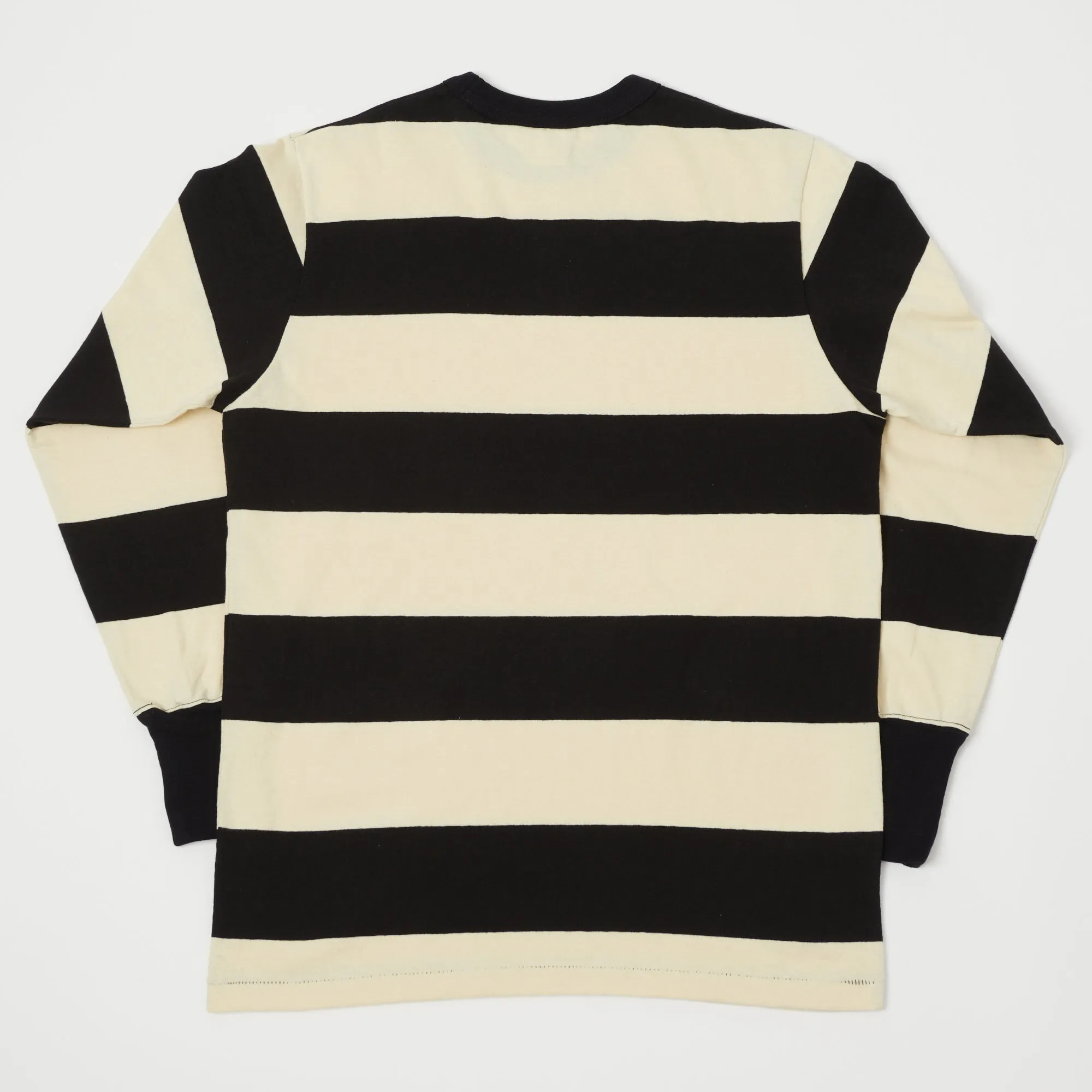 Freewheelers 2225015 Horizontal Striped LS Tee - Black/Dry Cream