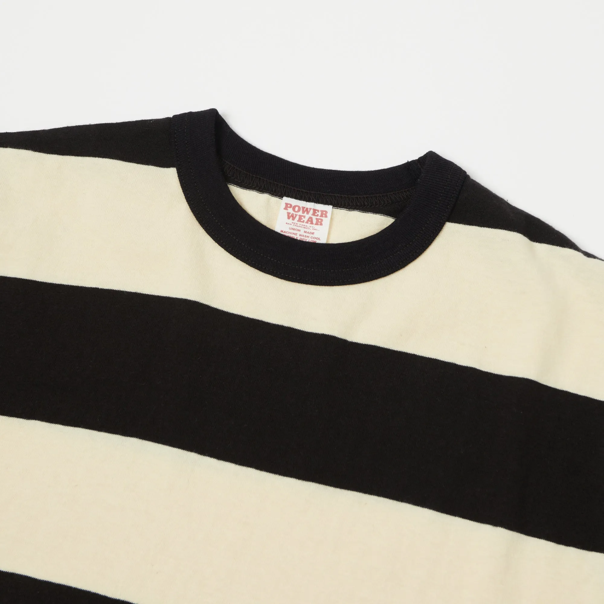 Freewheelers 2225015 Horizontal Striped LS Tee - Black/Dry Cream