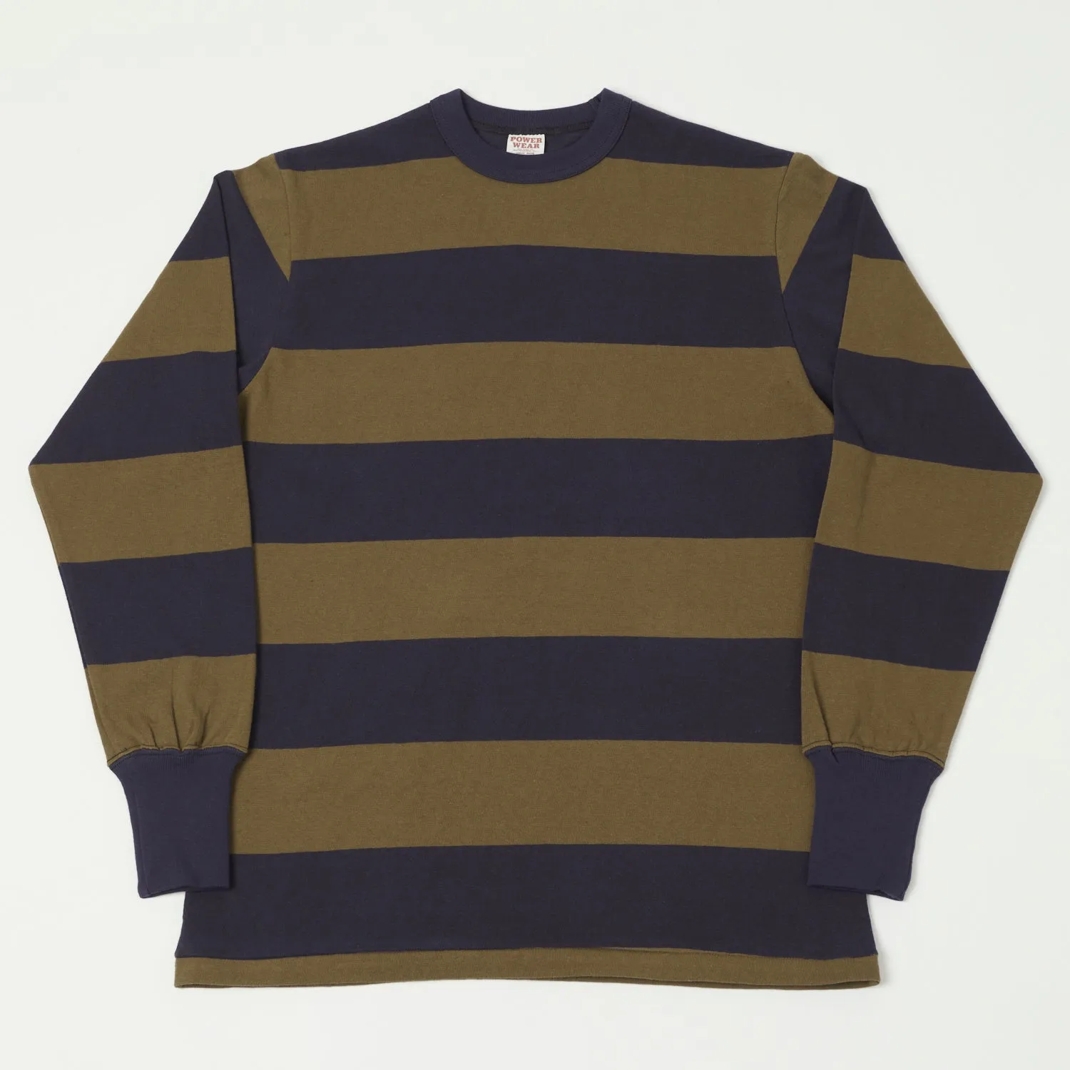 Freewheelers Horizontal Stripe Set-In Long Sleeve Tee - Navy/Khaki