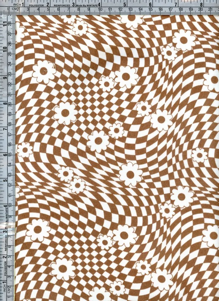 GEOMETRIC CHECK WITH FLORAL PRINTED ON DBP / DTY BRUSHED [NFG220308-009]