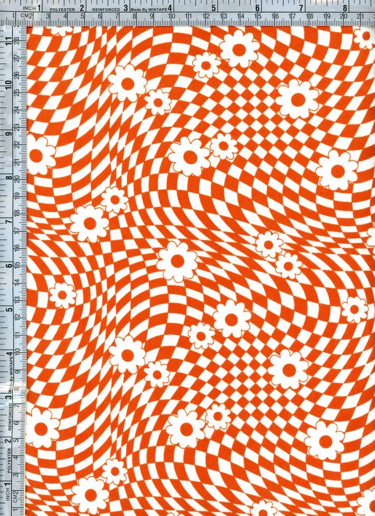 GEOMETRIC CHECK WITH FLORAL PRINTED ON DBP / DTY BRUSHED [NFG220308-009]