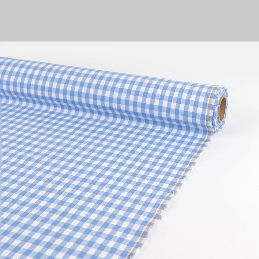 Gingham Cotton Poplin - Sky