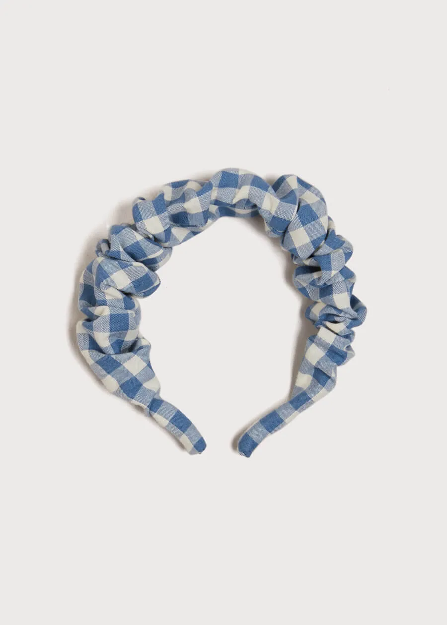 Gingham Scrunchie Hairband in Blue