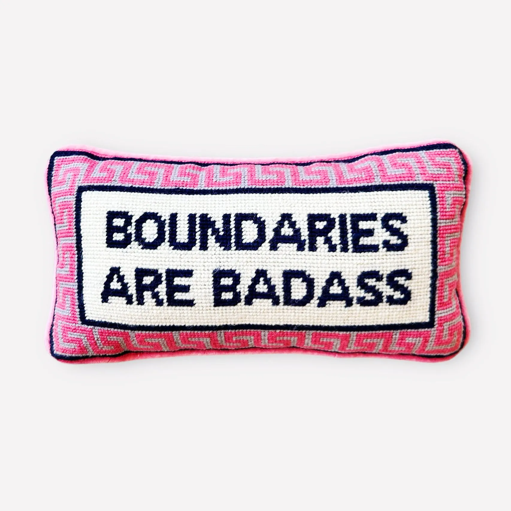 Girl Be Brave Needlepoint Boundaries are Badass Pillow