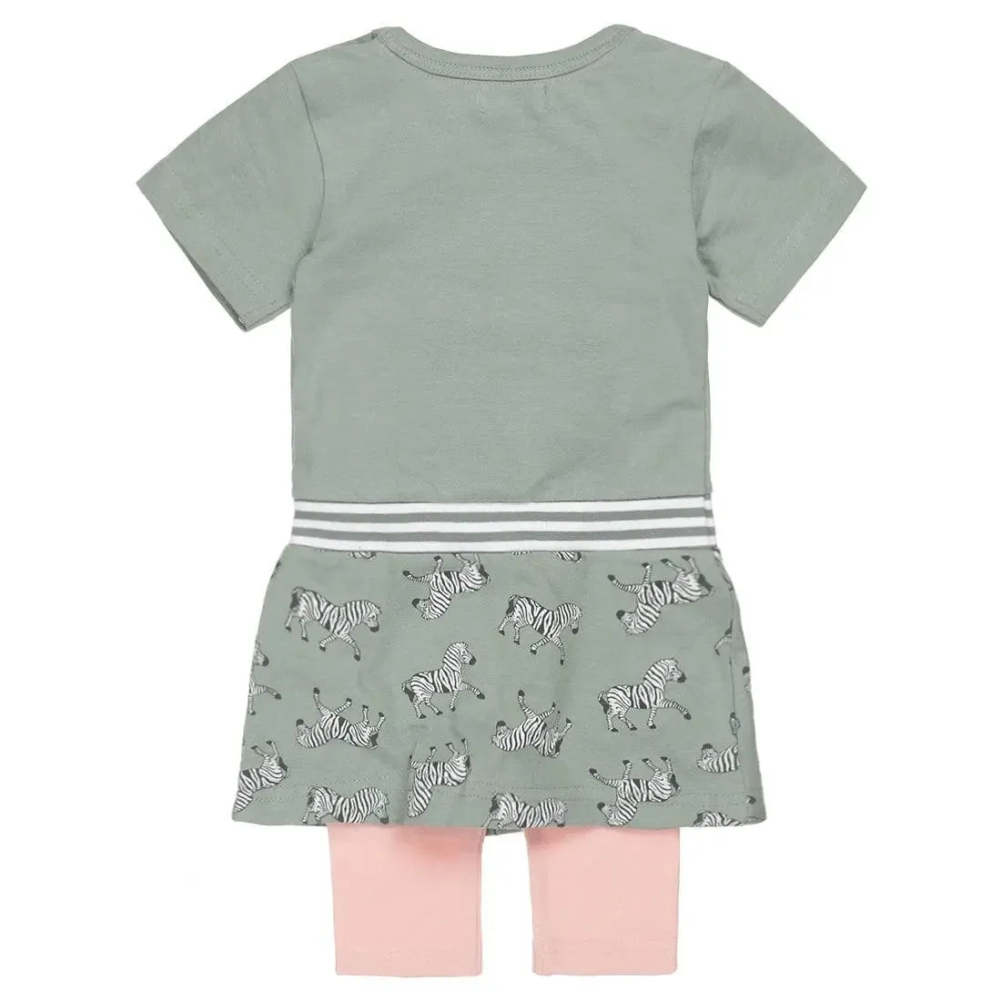 Girls Baby Set With Dress and Legging Green Zebra | Dirkje