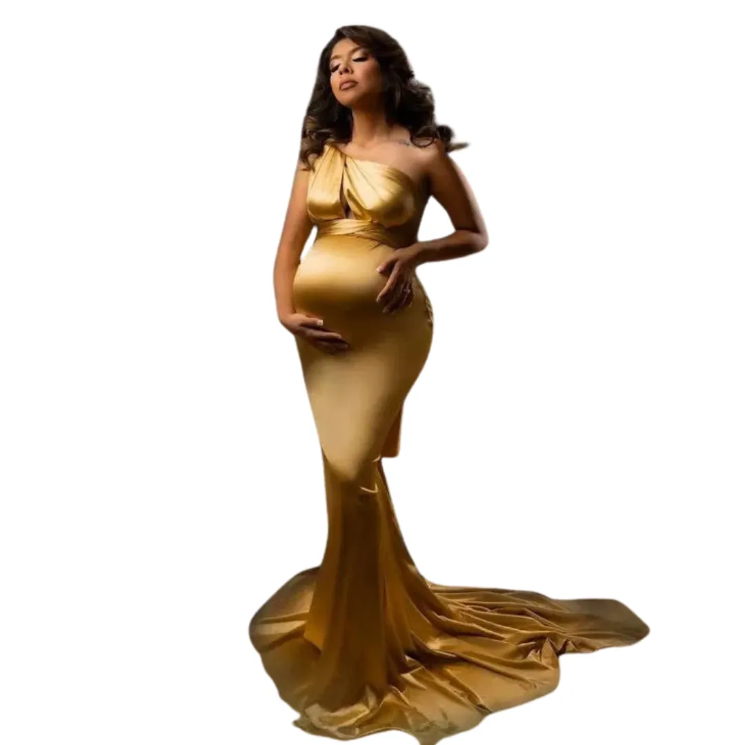 Gold Satin Mermaid Gown