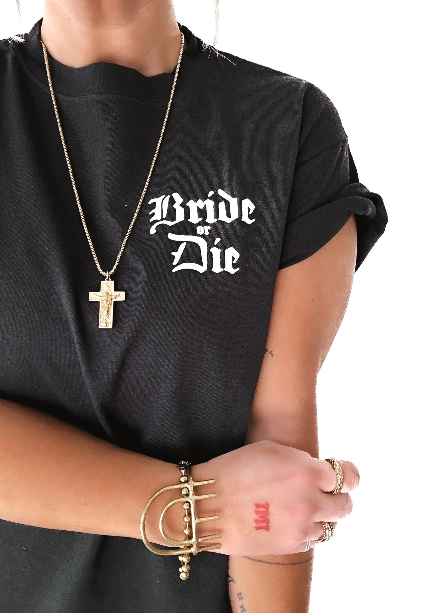 GOTHIC BRIDE OR DIE SIDE SLIT TEE