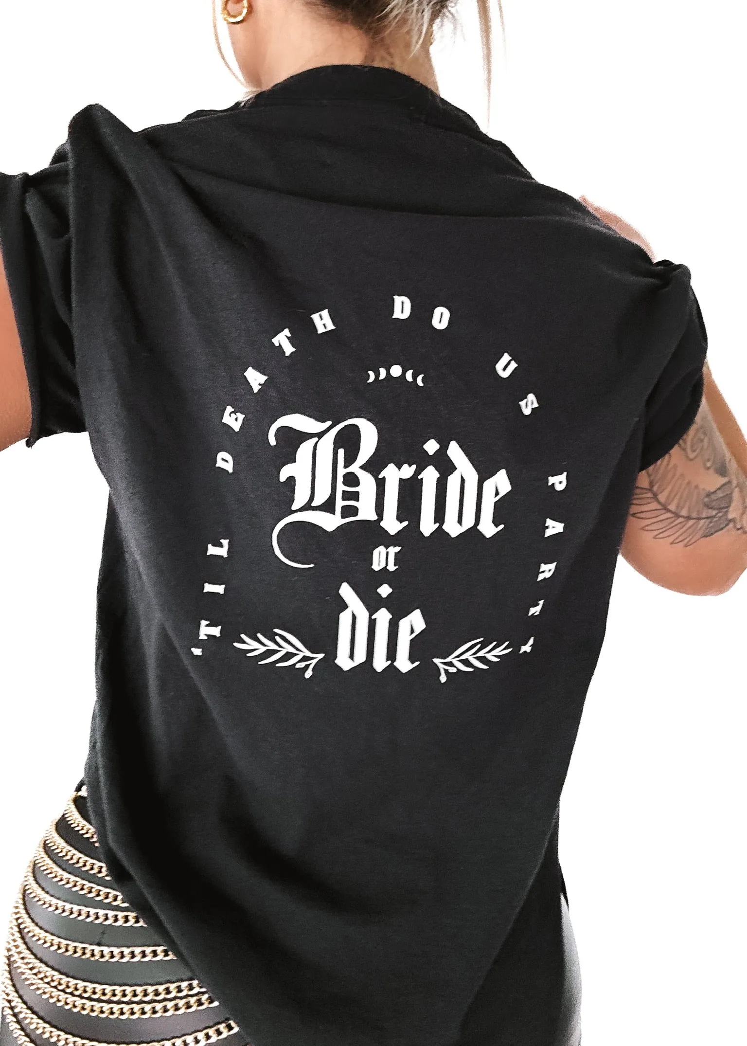 GOTHIC BRIDE OR DIE SIDE SLIT TEE