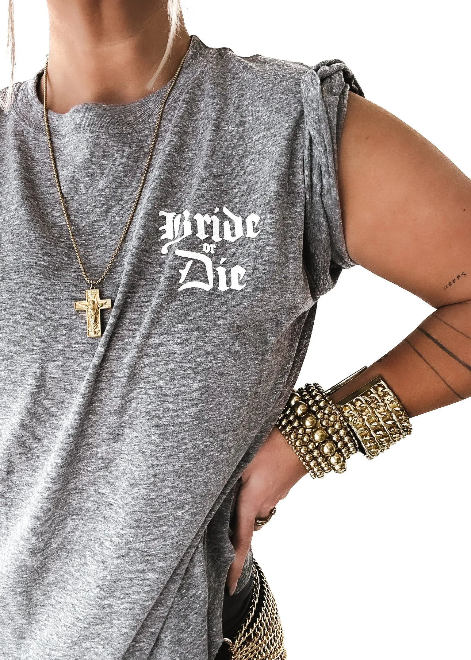 GOTHIC BRIDE OR DIE SIDE SLIT TEE